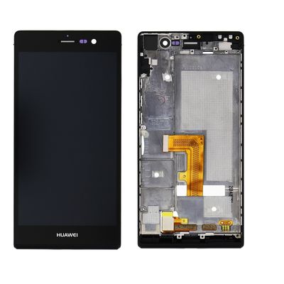 HUAWEI ASCEND P7 LCD TOUCH SCREEN AND FRONT COVER COMPLETED BLACK - HUAWEI