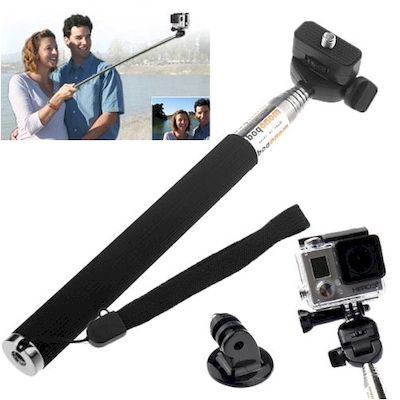 st-55 extendable pole monopod with tripod adapter for gopro Hero 2 3 4 5 6 black