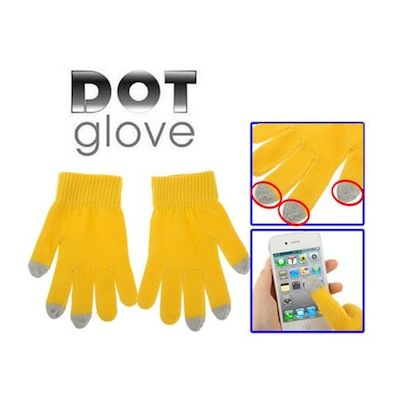 touch screen gloves for smartphone and tablet yellow - Network Shop
