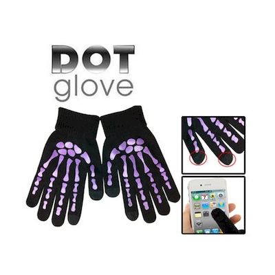 touch screen gloves for smartphone and tablet skeleton purple - Network Shop