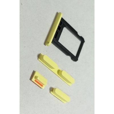 slot sim card and volume power mute buttons yellow for iphone 5c - Network Shop