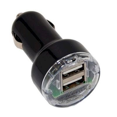 dual usb car charger adapter black - Network Shop
