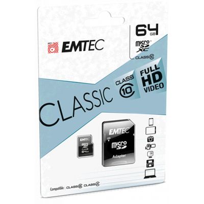 MICRO SDXC EXTENDED CAPACITY 64GB CLASSE 10 EMTEC BLISTER
