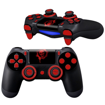 SET ADESIVI DECALS SKIN GEARS OF WAR ROSSO PER CONTROLLER PLAYSTATION 4 PS4